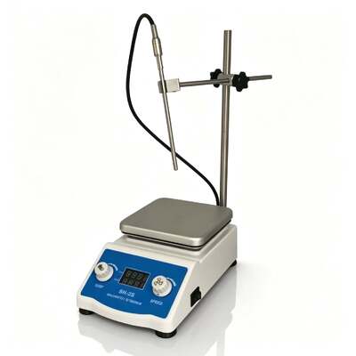 SH-2S Digitale Hotplate Magnetische Roerder met Temperatuursonde & Roestvrijstalen Ondersteuningsstandaard, 2L Capaciteit, Verwarmende & Roerende Laboratoriummixer voor Reagens & Oplossingsmenging