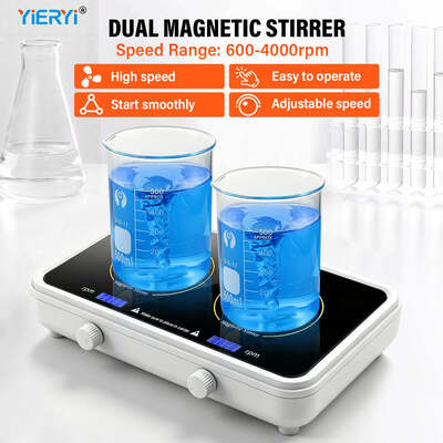 Dubbele Magnetische Roerder, Mini Laboratorium Vloeistof- & Pigmentmenger, 500-1000ml Per Station, Instelbare Snelheid 600-4000 RPM, Tweekanaals Laboratorium Roerapparatuur